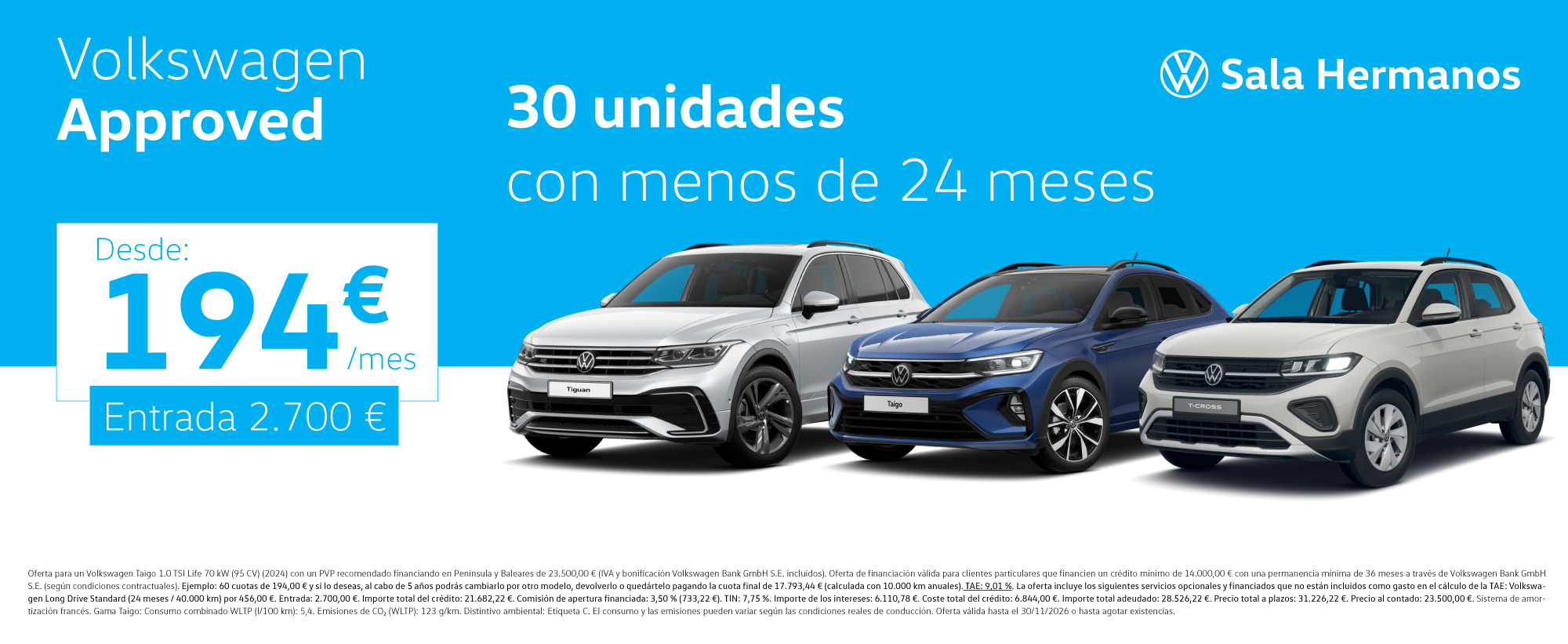 ¡Ocasión! Gama SUV Volkswagen Approved desde 194€/mes*